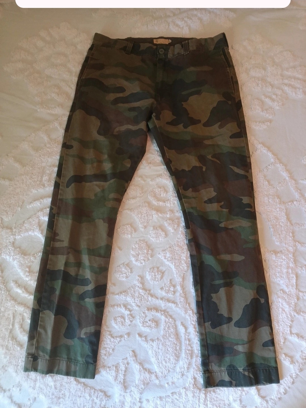J. Crew 484 Fit Men's Slim Straight Camo Jeans - Olive & Brown 32